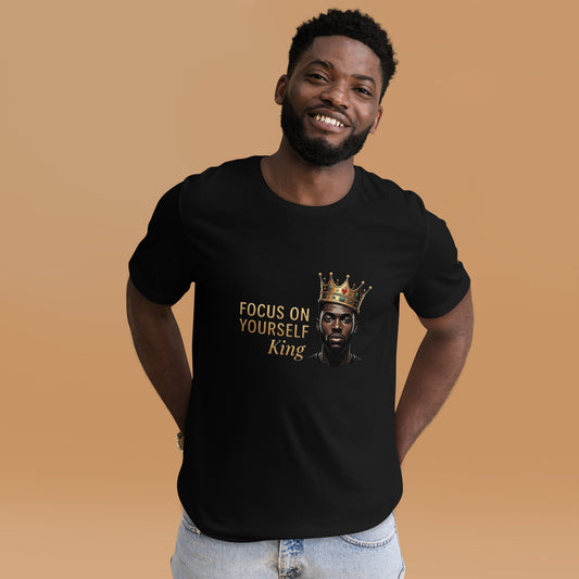 Men’s Focus On Yourself King tee with portrait illustration and crown design – Royal Empire™ streetwear